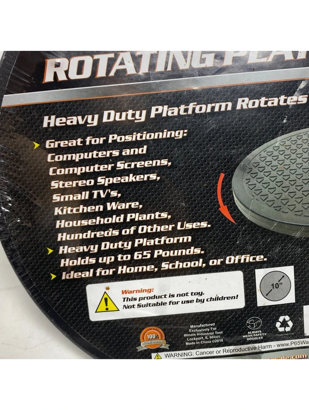 IIT 10 Inch Round Rotating Platform Turntable Lazy Susan 65 Lbs Capacity #92000